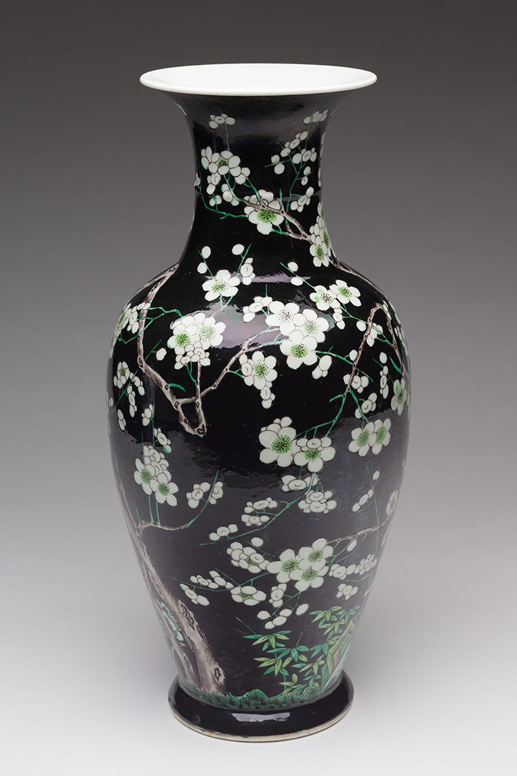 A Chinese Famille Noire 'Prunus' Baluster Vase, Late Qing Dynasty by  Chinese Art