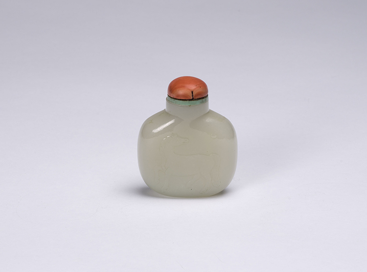 A Fine Chinese White Jade Horse Snuff Bottle, 19th Century by  Chinese Art
