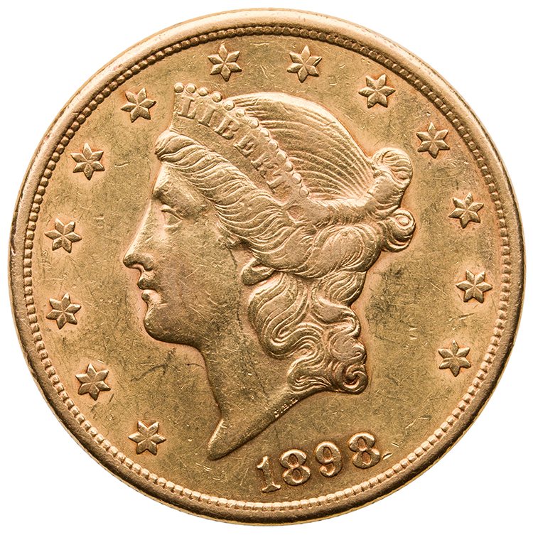 Gold $20 Double Eagle “Liberty Head”, 1898 S - San Francisco Mint par  USA