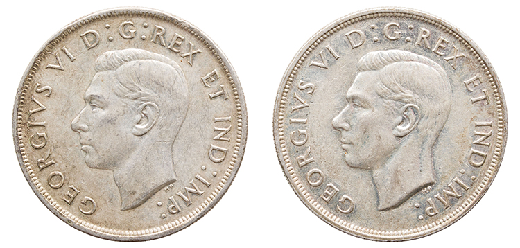 Two George VI Dollars 1947 ML “Maple Leaf” by  Canada