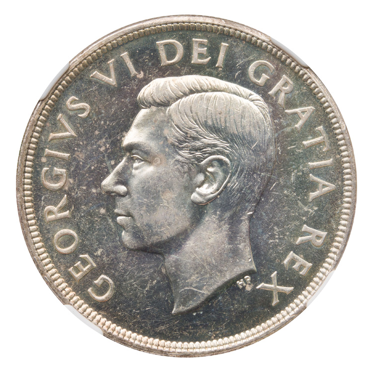 George VI Silver Dollar 1948, NGC AU58 by  Canada