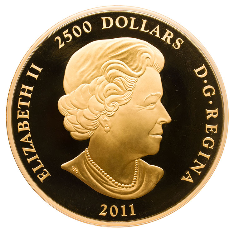 Elizabeth II Gold Proof 2500 Dollars (One Kilo) 2011, “Maple Leaf Forever” by  Canada