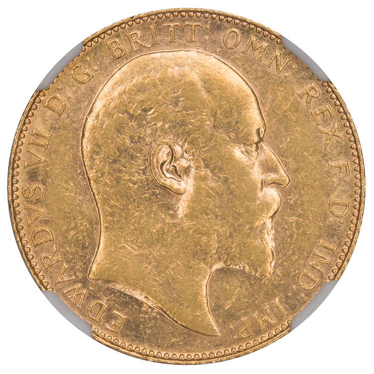 Edward VII Specimen Gold Sovereign 1908C, Ottawa Mint, NGC SP55 par  Canada