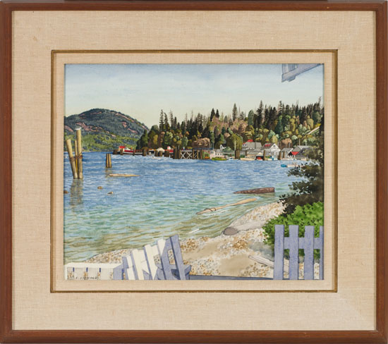 The Waterfront at Cowichan Bay by Edward John (E.J.) Hughes