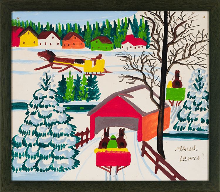 Covered Bridge in Winter by Maud Lewis