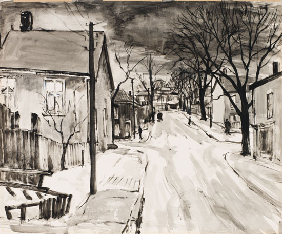 Winter View, Old Houses and Street par Albert Jacques Franck