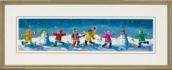 Six Kids and Two Snowmen par Rod Charlesworth