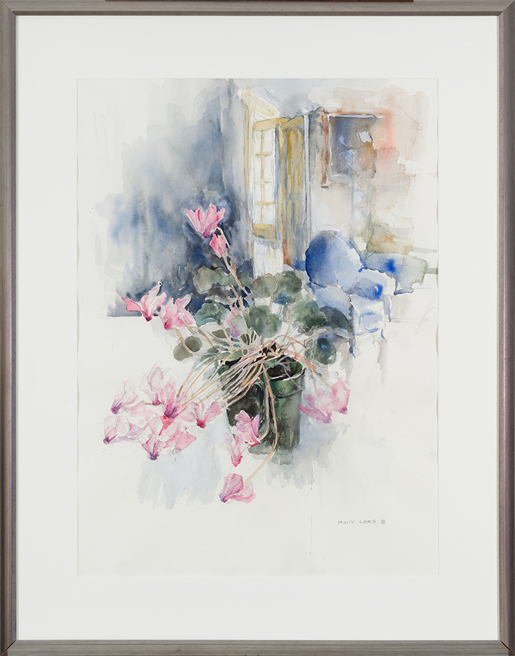 Interior with Cyclamen (2) by Molly Joan Lamb Bobak