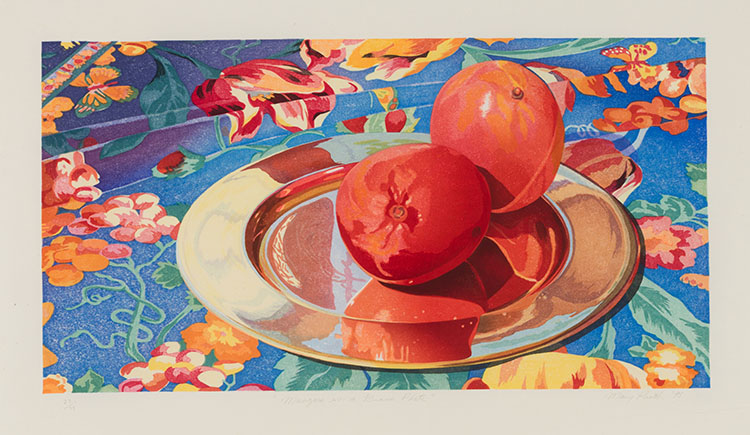 Mangoes on a Brass Plate by Mary Frances Pratt