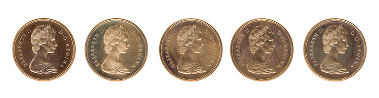 Five Elizabeth II Gold Specimen 20 Dollars 1967, “Confederation Centennial – Canadian Coat of Arms” by  Canada