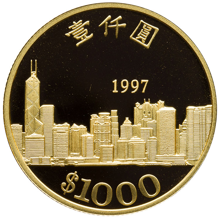 Gold Proof $1000 1997, “Hong Kong’s Retrocession to China” by  Hong Kong