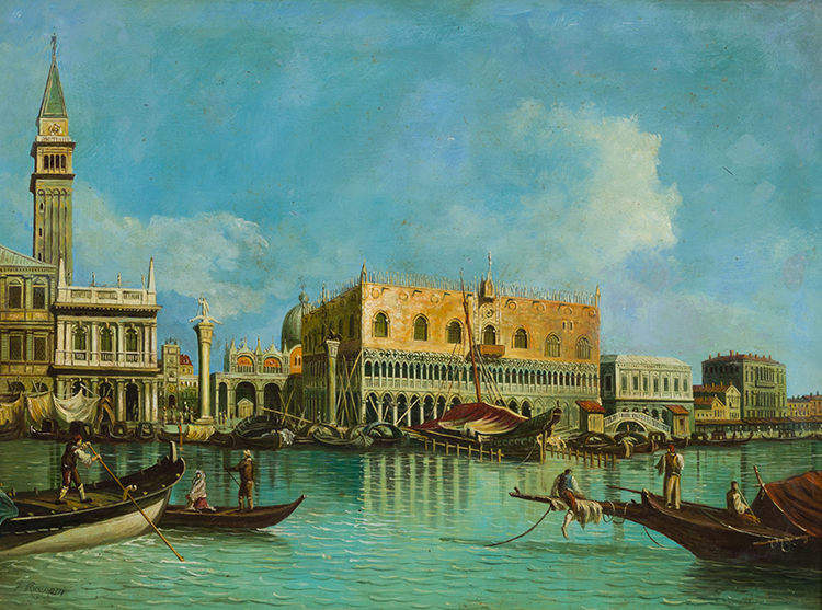 Venetian Canal by F. Riccardi