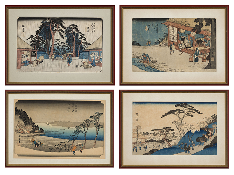Four Woodblock Prints by Ando Hiroshige