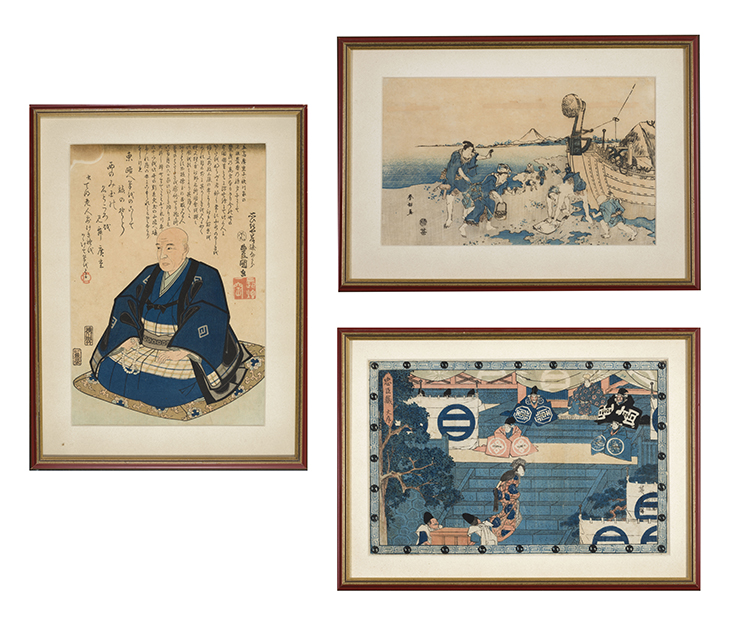 Three Woodblock Prints by  Japanese School