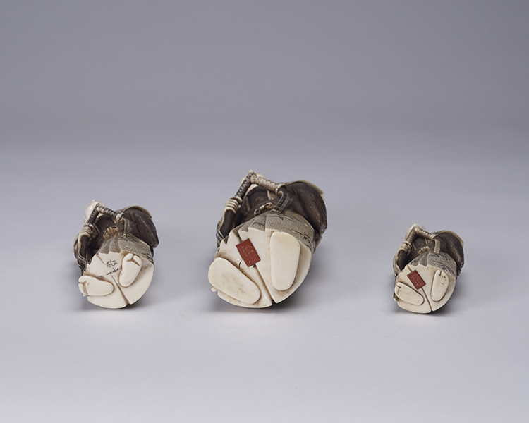 Three Japanese Ivory Carved Okimono of Samurai, Early 20th Century by  Japanese Art