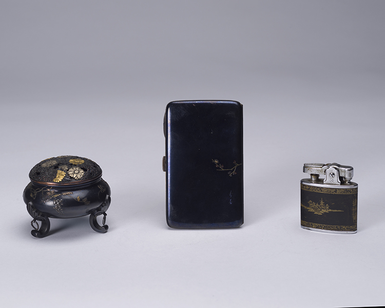 Three Japanese Kyoto School Mixed Metal Objects, Meiji Period, Late 19th Century by  Japanese Art