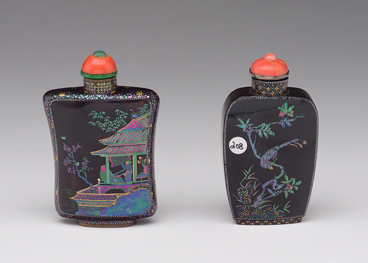 Two Japanese Lac Burgaute Snuff Bottles, 19th Century by  Japanese Art