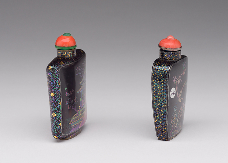 Two Japanese Lac Burgaute Snuff Bottles, 19th Century by  Japanese Art