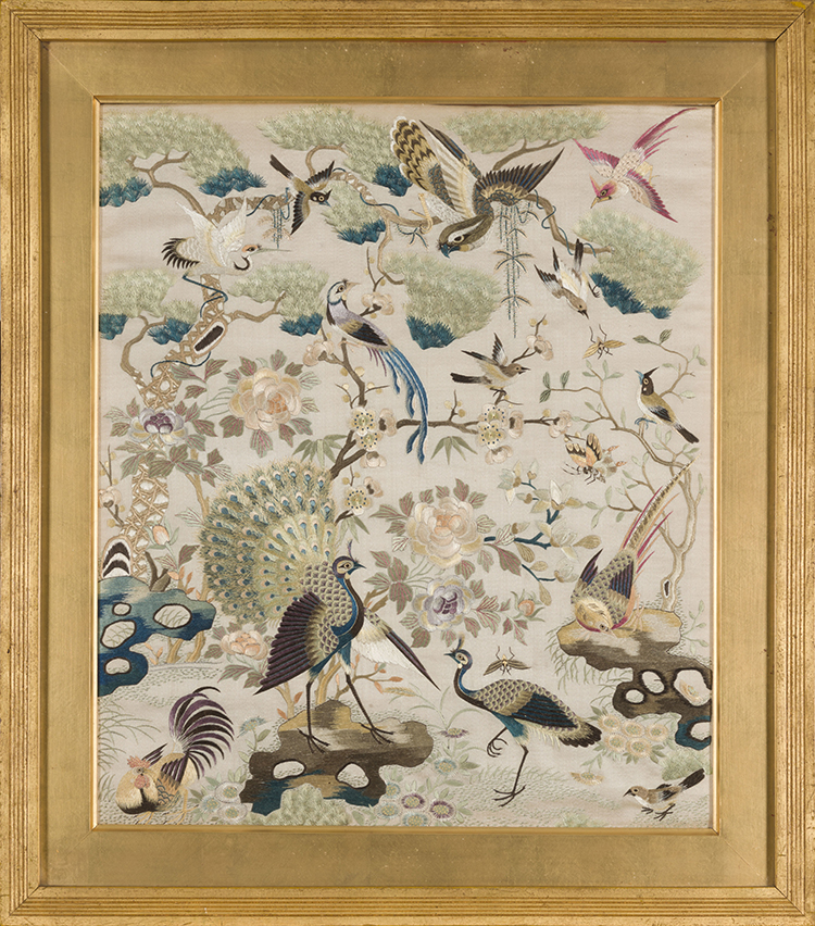 Chinese Silk Embroidered 'Birds of Paradise' Panel, 18th to 19th Century par  Chinese Art