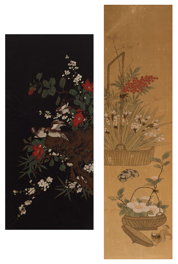 Chinese School
Two Mounted Silk Scrolls, Late Qing Dynasty par  Chinese Art