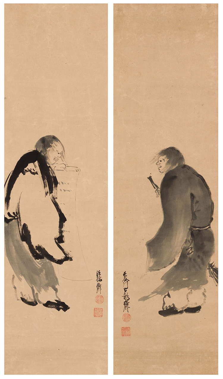 Japanese School
Set of Two Zen Paintings of Kanzan and Jittoku, Edo Period, Early 19th Century par  Japanese Art