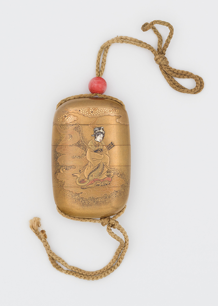 A Rare Japanese Gold Lacquer 'Heavenly Deity' Four Case Inro, 19th Century by  Japanese Art