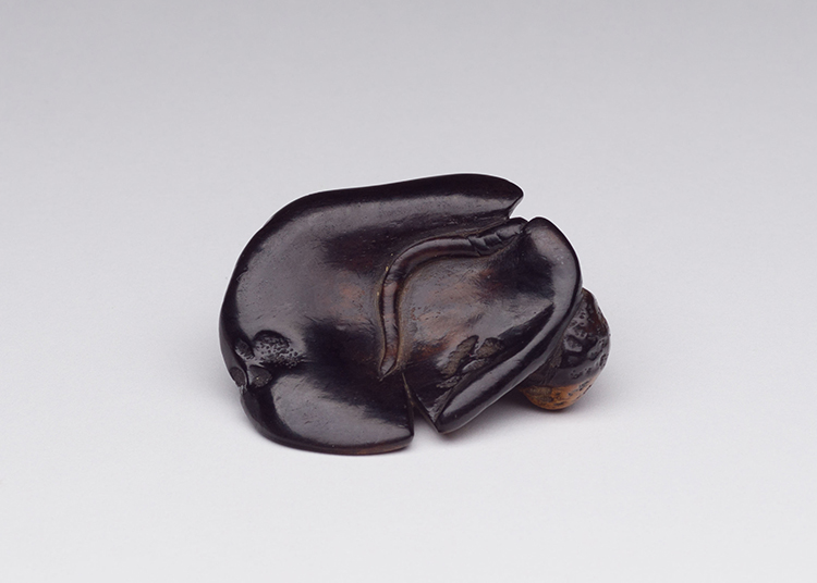 A Japanese Netsuke of a Mushroom and Frog, Signed, 19th Century by  Japanese Art