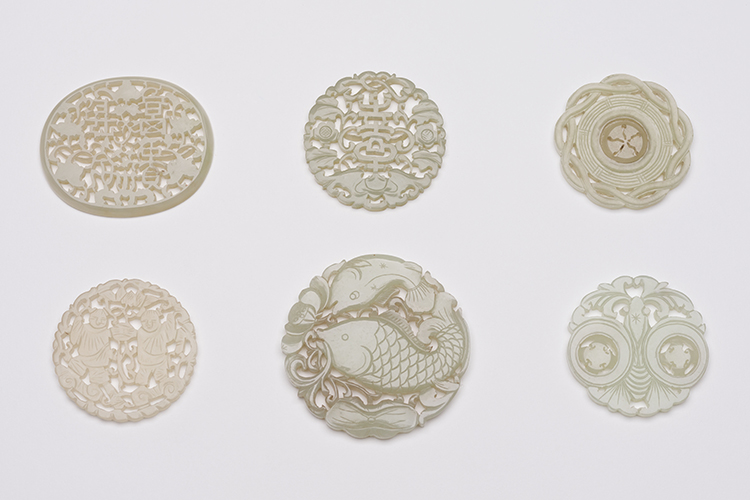 Six Chinese Pale Celadon Jade Disk Pendants, Qing Dynasty by  Chinese Art