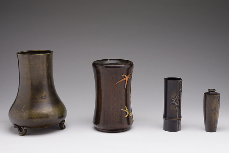 Four Assorted Japanese Mixed-Metal and Wood Vessels, 19th Century par  Japanese Art