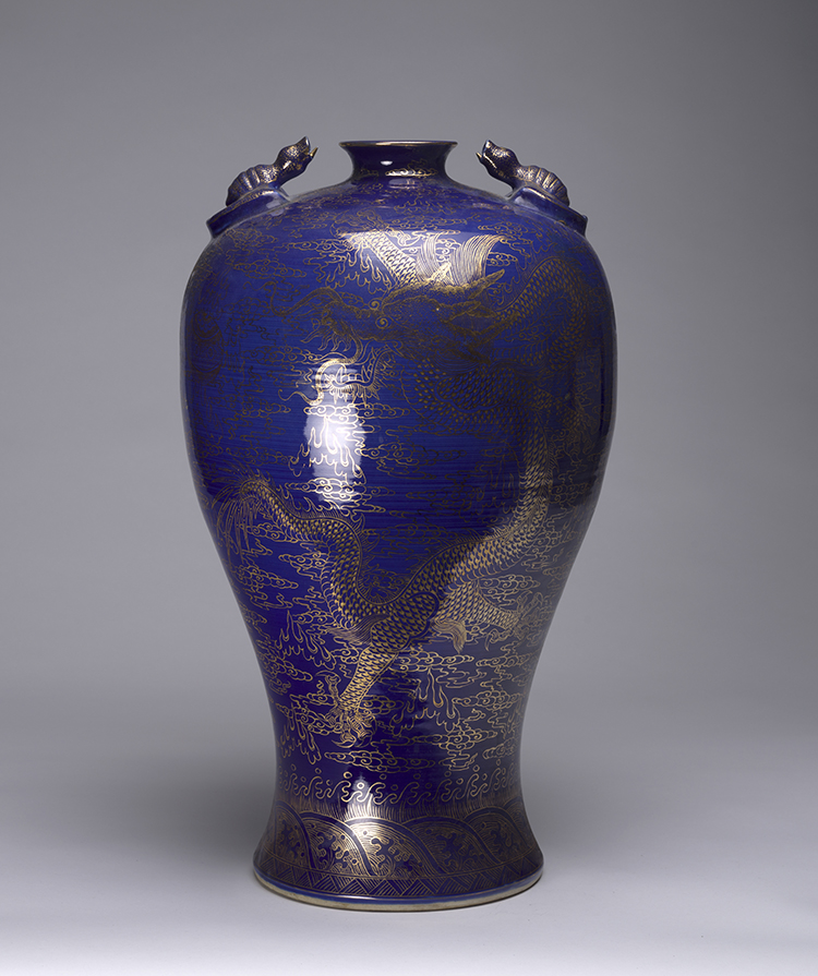 A Large Chinese Blue Glazed and Gilt Decorated ‘Dragon’ Vase, Guangxu Mark, 20th Century by  Chinese Art