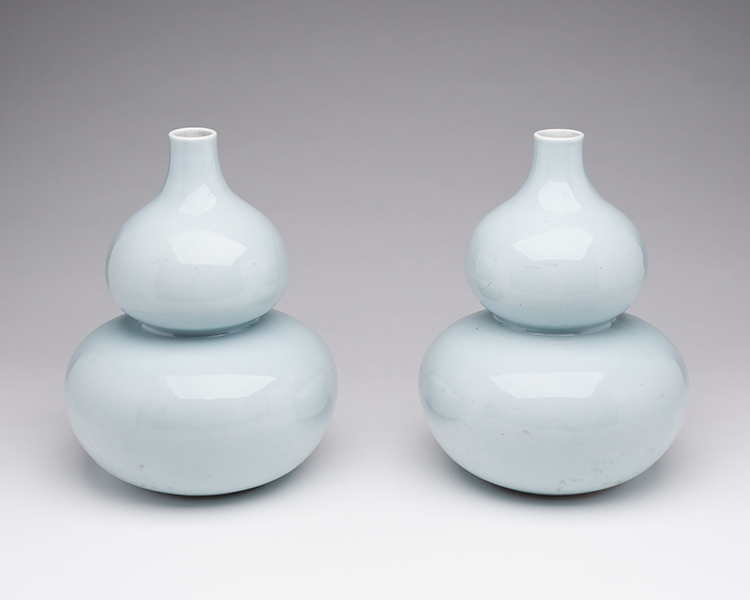 A Pair of Chinese Sky-Blue Double Gourd Vases, Qianlong Mark, Republican Period by  Chinese Art