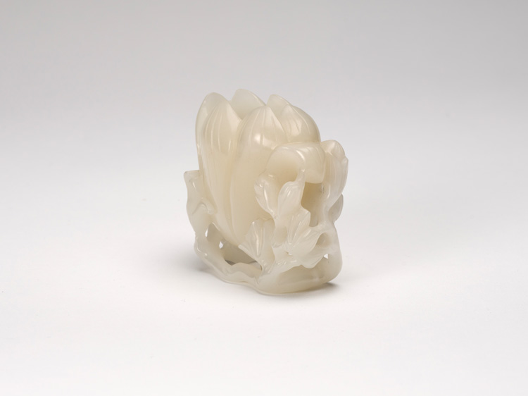 A Chinese White Jade Lotus-Form Cup by  Chinese Art