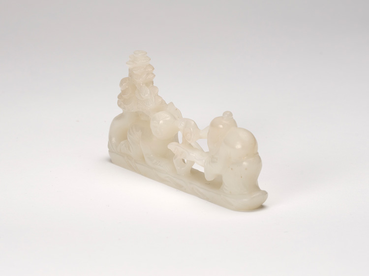 A Chinese Pale Celadon Jade Scholar and Attendant Group by  Chinese Art