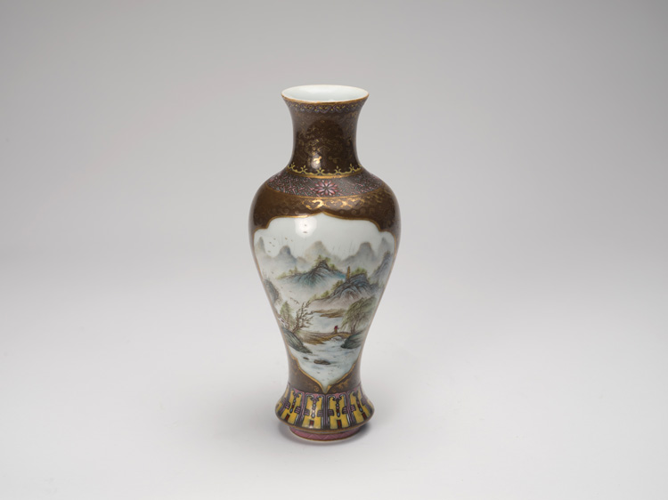 A Chinese Famille Rose 'Landscape' Vase, Daoguang Mark, Republican Period by  Chinese Art