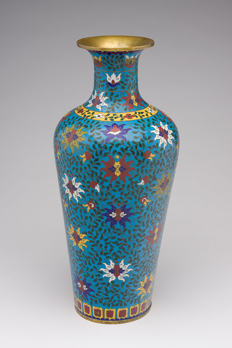 A Large Chinese Ming-Style Cloisonné Enamel Baluster Vase, Qianlong Mark by  Chinese Art