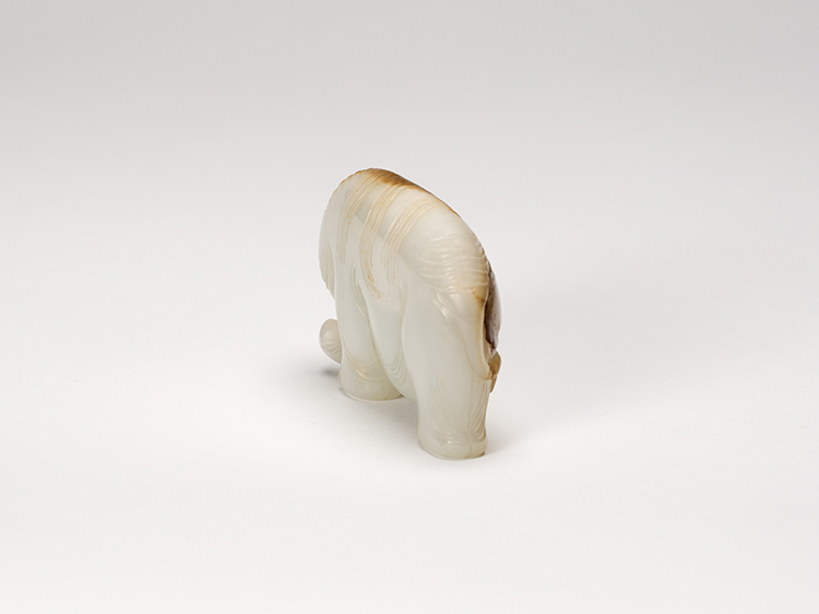 A Chinese Mottled White Jade Carved Elephant by  Chinese Art