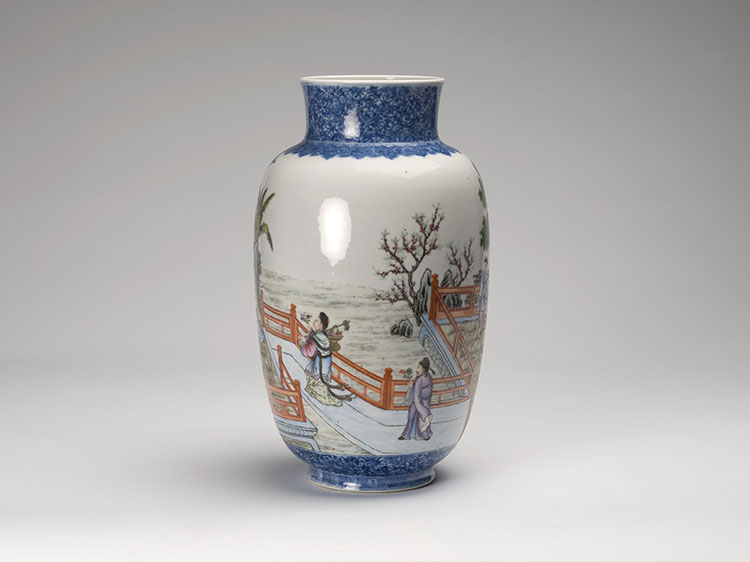 A Chinese Famille Rose 'Figural' Lantern Vase, Qianlong Mark, Republican Period by  Chinese Art