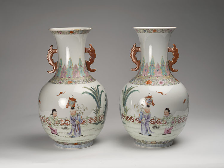 A Pair of Chinese Famille Rose 'Boys' Vases, Republican Period, Circa 1920 by  Chinese Art