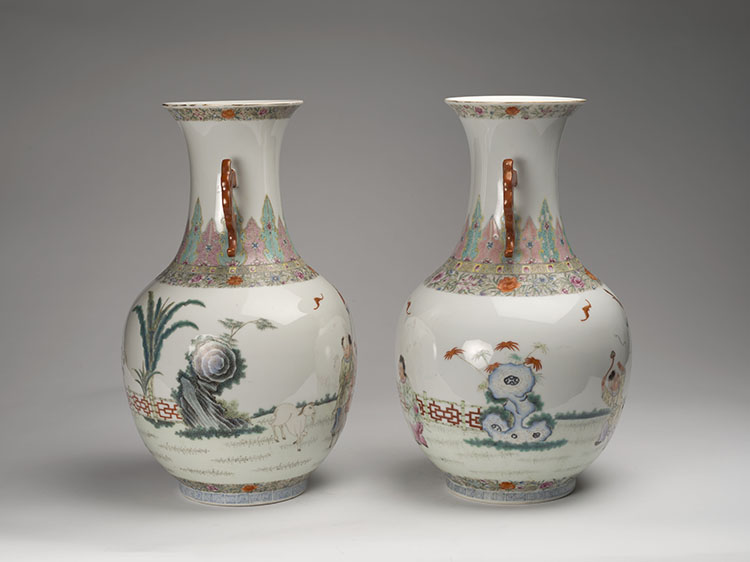 A Pair of Chinese Famille Rose 'Boys' Vases, Republican Period, Circa 1920 by  Chinese Art