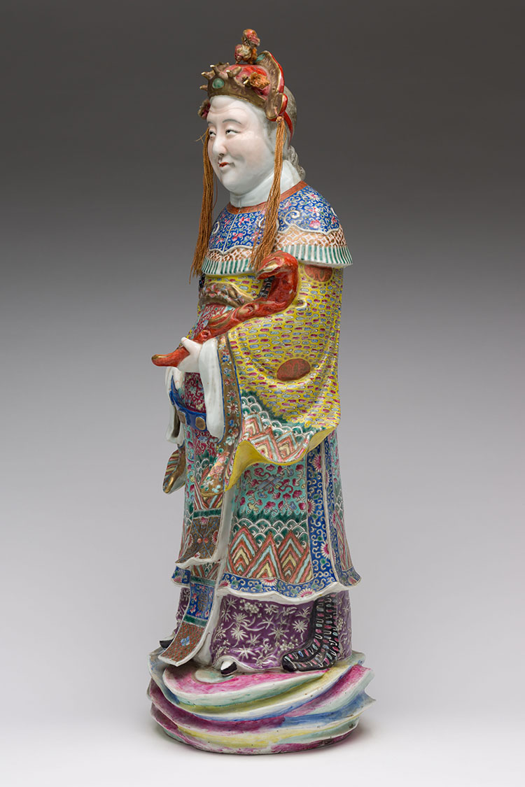 A Large and Unusual Chinese Famille Rose Figure of a Female Sage, 19th Century by  Chinese Art