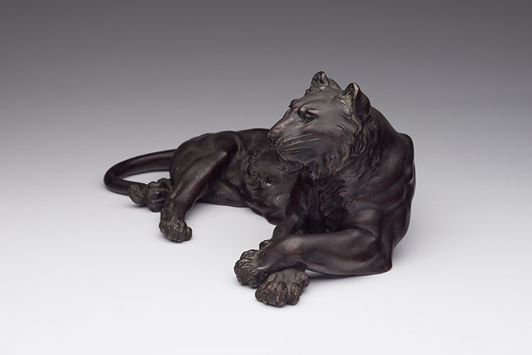 A Large Patinated Bronze Okimono of a Tiger, Signed, Meiji Period (1868-1912) by  Japanese Art