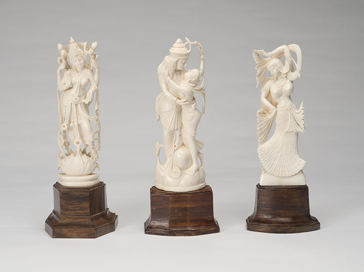 Three Indian Carved Ivory Deities, Mid 20th Century by Indian Art