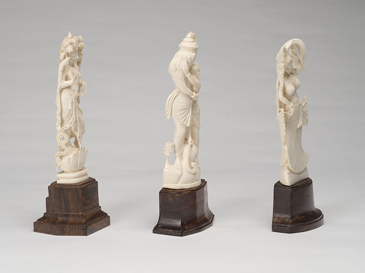 Three Indian Carved Ivory Deities, Mid 20th Century by Indian Art