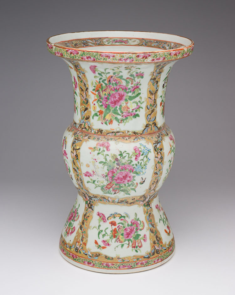 A Large Chinese Export Canton Rose ‘Floral and Butterfly’ Beaker Vase, 19th Century by  Chinese Art