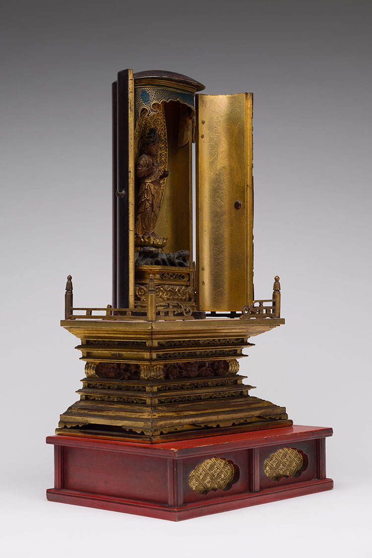 A Japanese Lacquer and Gilt Painted Zushi, Portable Shrine, 19th Century by  Japanese Art