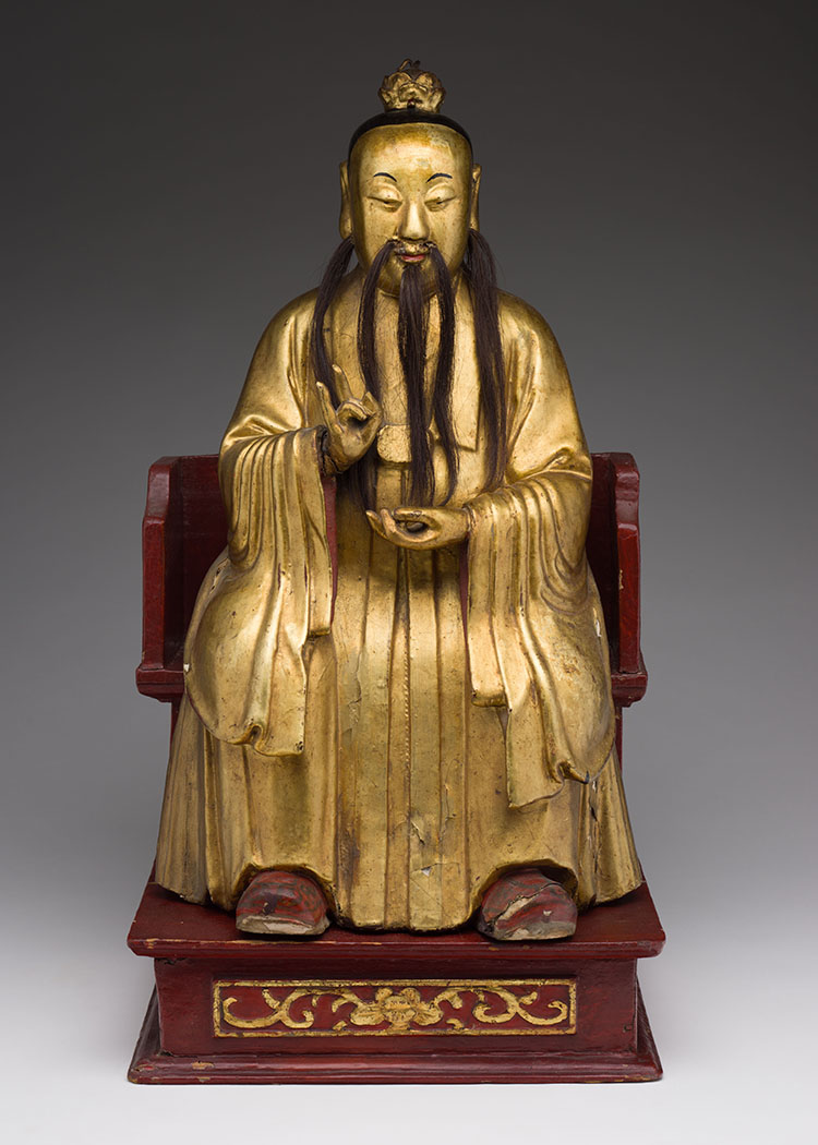 A Chinese Gilt Lacquer Seated Figure of a Daoist Sage, 19th Century by  Chinese Art