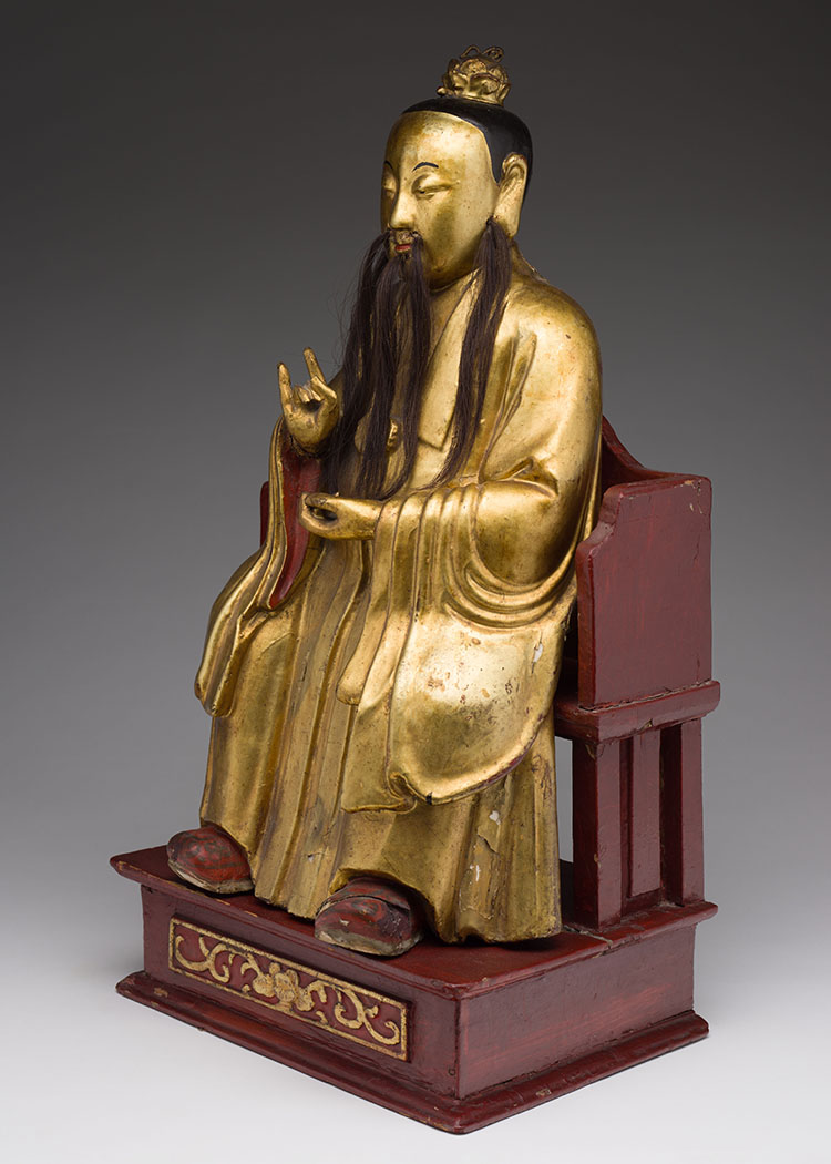 A Chinese Gilt Lacquer Seated Figure of a Daoist Sage, 19th Century by  Chinese Art