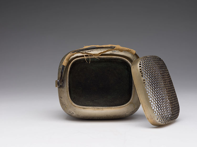 A Chinese Brass Incised Landscape Hand Warmer, 19th Century by  Chinese Art