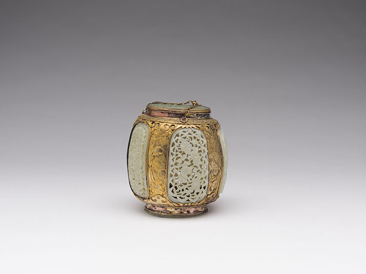 A Chinese Brass Box with Jade Mounts, 19th Century by  Chinese Art