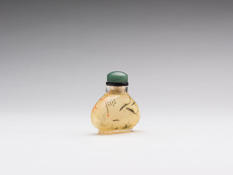 	A Chinese Reverse Painted Glass Fish Snuff Bottle, 19th Century by  Chinese Art